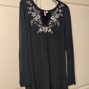 Long sleeve embroidered dress